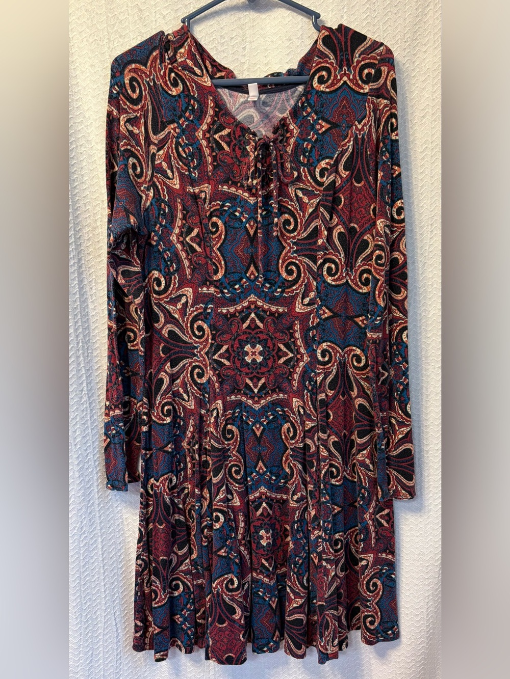 Xhilaration Long sleeve A-Line Dress With Lace Up Tie-Front Neckline. size XXL